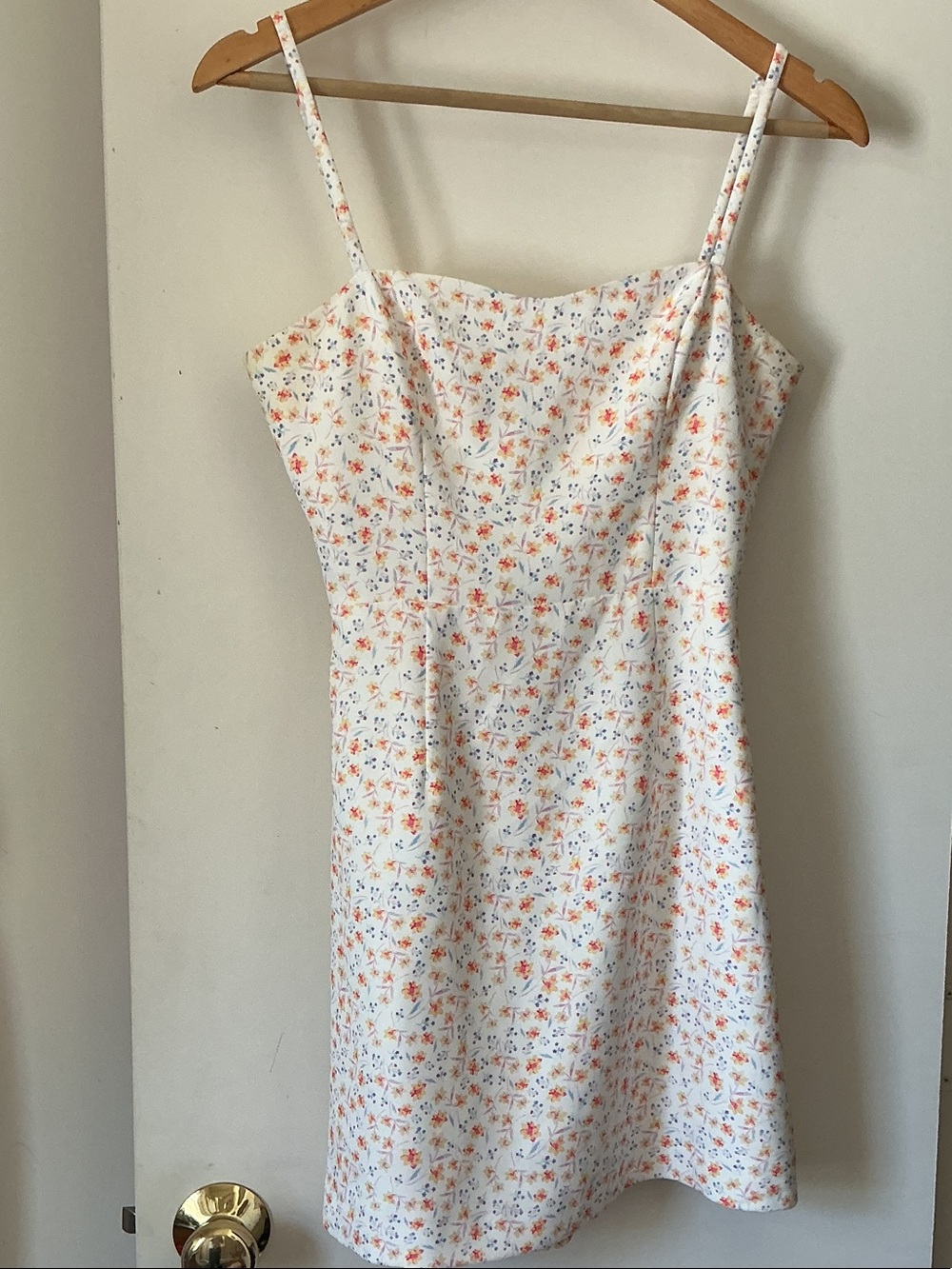 FRENCH COFFEE White Floral Spaghetti Strap Sundress
